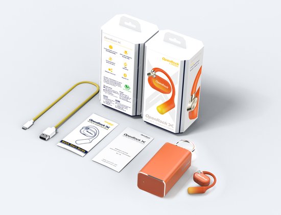 OpenRock - X Orange - Draadloze Open-Ear Hoofdtelefoon - Bluetooth - Lange batterij - Ruisonderdrukking - draadloos - TubeBass™ Technologie
