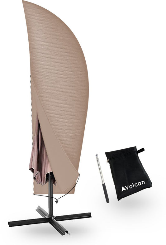 Volcan Parasolhoes voor Zweefparasol - Zonder Stok - Waterdicht - Oxford 420D - Met Rits en Trekkoord - Tot 400cm - Taupe
