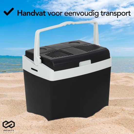Infinity Goods Elektrische Koelbox - 25L - Coolbox - 12V en 230V - Frigobox - Koelen en Verwarmen - Zwart
