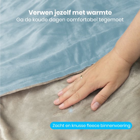 Auronic Elektrische Deken - Warmtedeken - 2 Persoons - 3 Warmtestanden - Bovendeken - Met Timer - Verwarmingsdeken - 200 x 180 cm - Lichtblauw