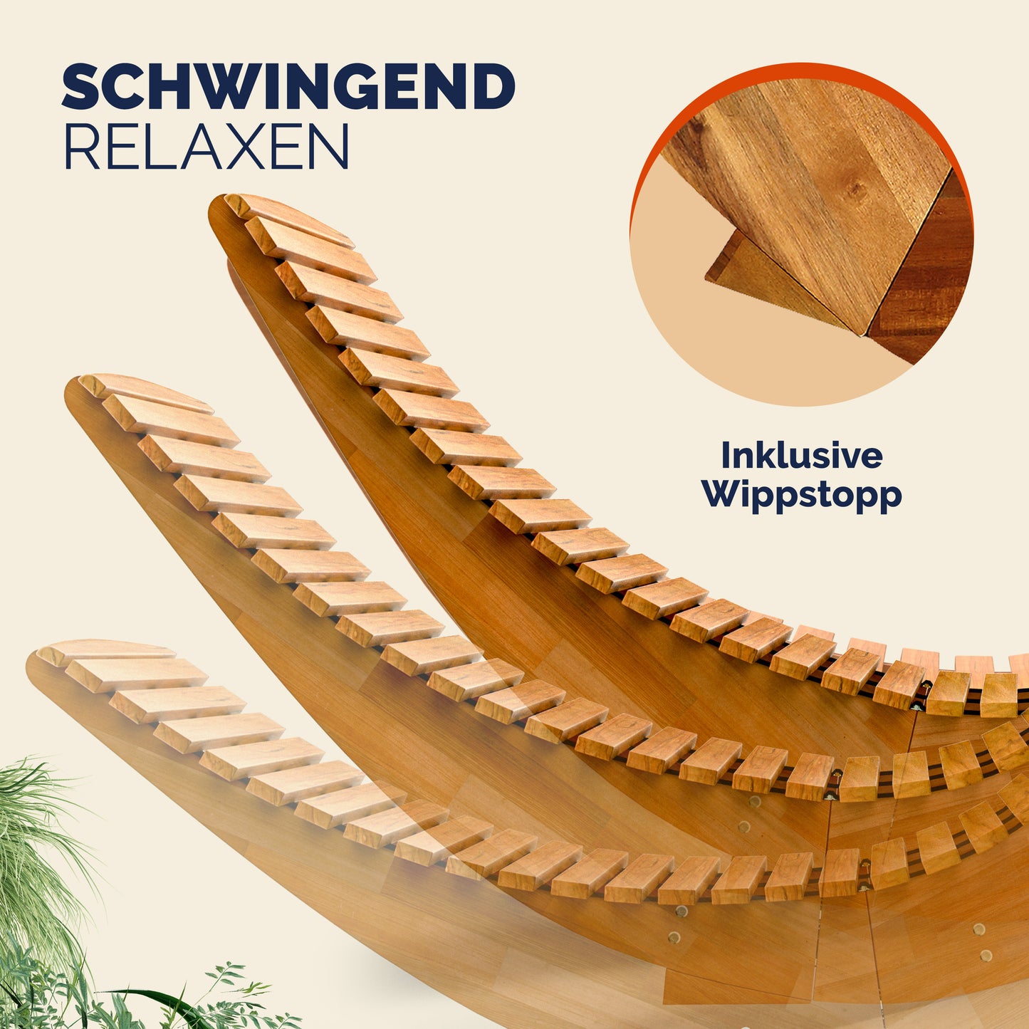 CASARIA Schommelligstoel Java – Ergonomisch Ligbed Van Duurzaam FSC-Acaciahout – Opvouwbaar En Weerbestendig – Voor Tuin En Terras – 154 x 60 x 78 cm