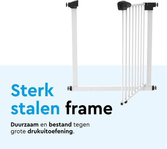 BRASQ Traphekje zonder Boren - Veiligheidshek - verlengstuk 75 t/m 93 cm -  Klembevestiging - Metaal - Hondenhek - Wit