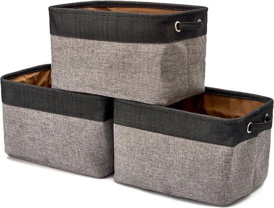 LifeGoods Opbergmand - 3 Stuks - Kast Organizer - 20 L - Textiel - Grijs