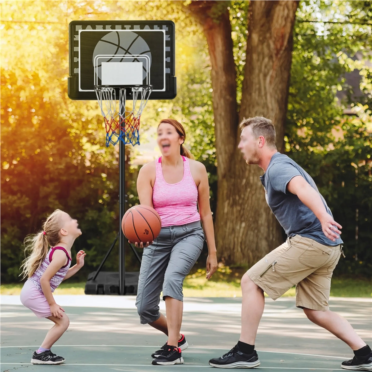 In Hoogte Verstelbare Basketbalstandaard met Wielen 182–215 cm Zwart