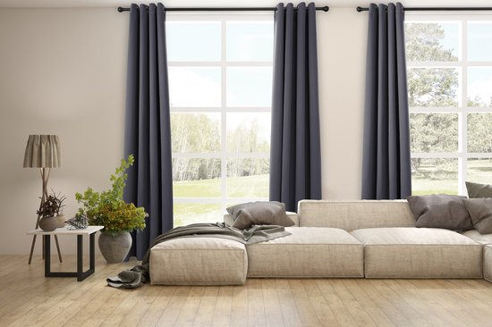 LIFA LIVING Gordijn - Grijs - Verduisterend & Geluidswerend - Gordijnen met Ringen - 100% Polyester - 150 x 250 cm - 1 Stuk