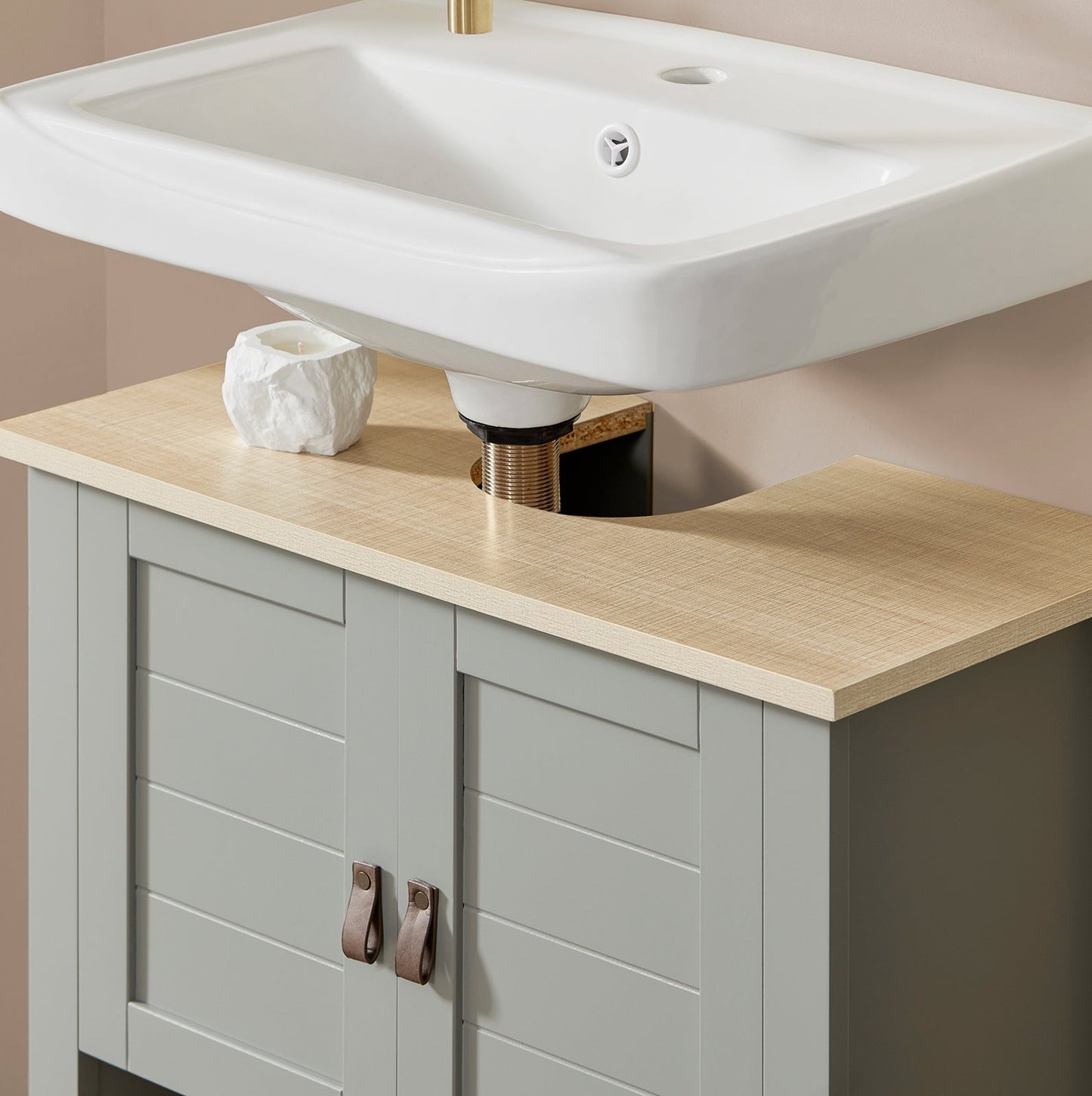 SoBuy Wastafel Onderkast BZR69-HG – 2 Deuren met Plank – 60x30x60 cm – Modern Grijs Badmeubel