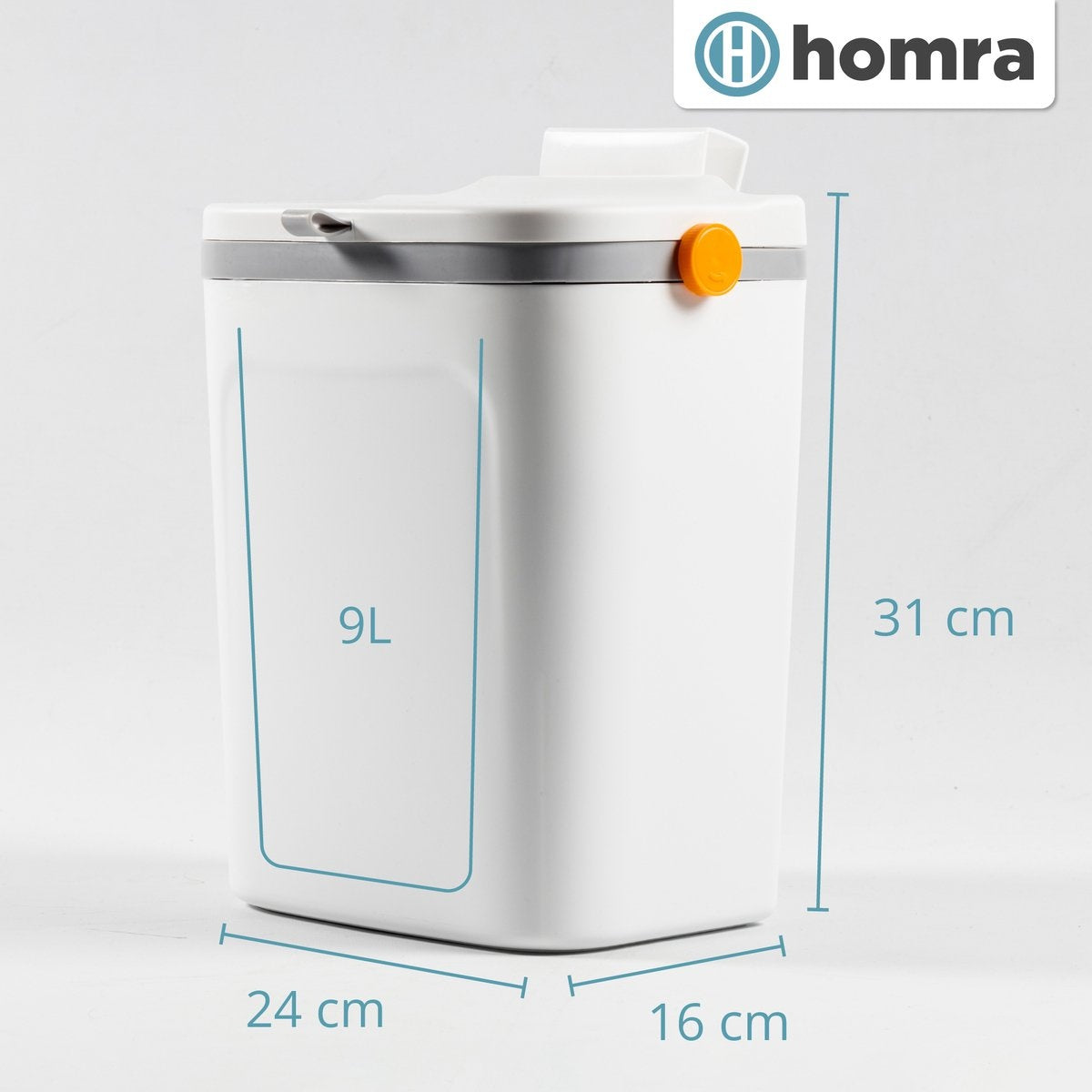 Homra GFT Afvalbakje 9L - Aanrecht Afvalbakje met Deksel - Ophang Prullenbak met Losse Binnenemmer - Compostbakje 9 Liter voor Groenten en Fruit - Mini - Wit - Makkelijk op te hangen