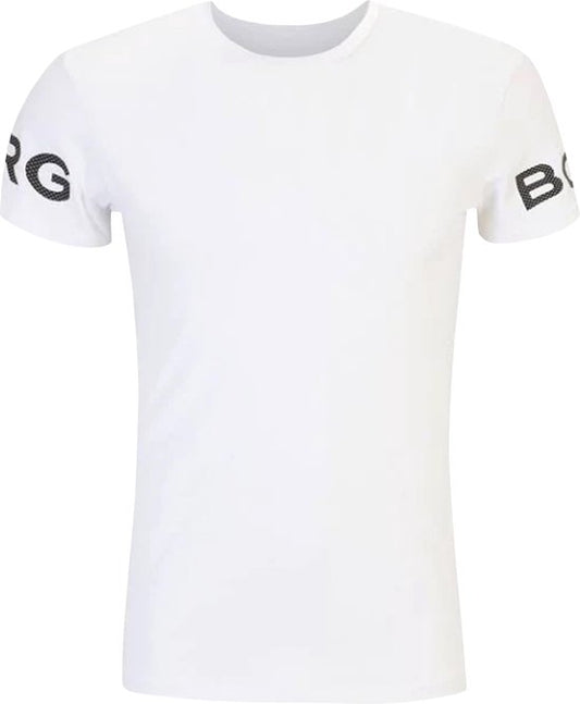 Björn Borg Sportshirt Heren Korte Mouw - Wit - Gerecycled Polyester - Maat M