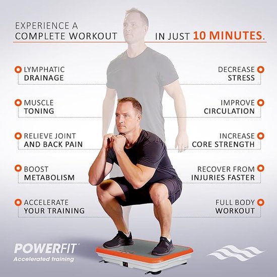 Vibro Shaper - trilplaat met oscillatietechnologie verstevigt het lichaam - powerplate belast alle spiergroepen - inclusief power stretchbandjes