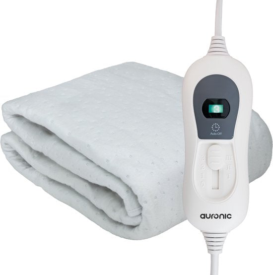 Auronic Elektrische Onderdeken XL - 190x90 cm - 1 Persoons - 3 Warmtestanden - Hoeslaken met Elastieke Banden - Verwarmingsdeken - Wit