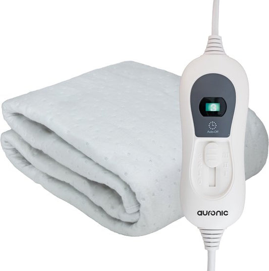 Auronic Elektrische Onderdeken XL - 190x90 cm - 1 Persoons - 3 Warmtestanden - Hoeslaken met Elastieke Banden - Verwarmingsdeken - Wit