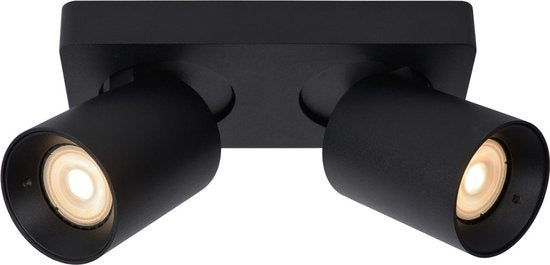 Lucide NIGEL - Plafondspot (Plafondlamp) - LED Dim to warm - GU10 - 2x5W 2200K/3000K - Zwart