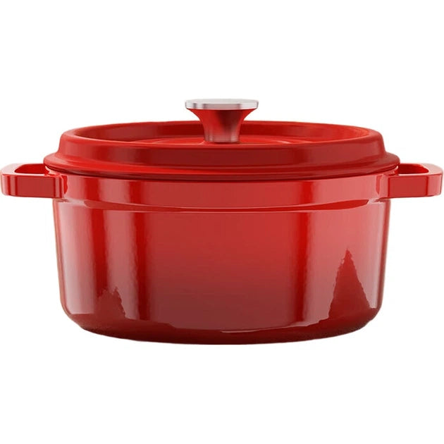 COOKER KING Geëmailleerde Gietijzeren Soeppan & Steelpan 24 cm – Chinees Rood – Gietijzer En Emaille