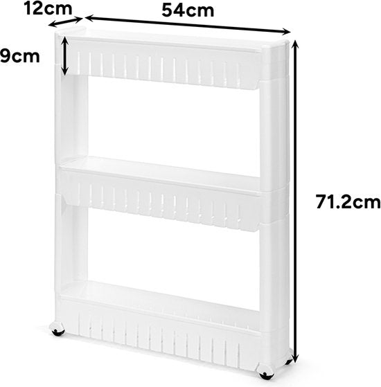 Home&Comfort Keukentrolley op Wieltjes - Compact Opbergrek - 3 Lagen