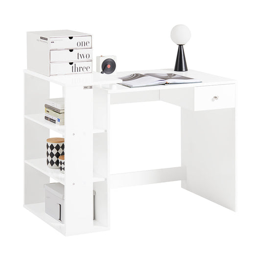 SoBuy FWT35-W Bureau Werktafel Computertafel - Drie Legplanken - Lade - Wit