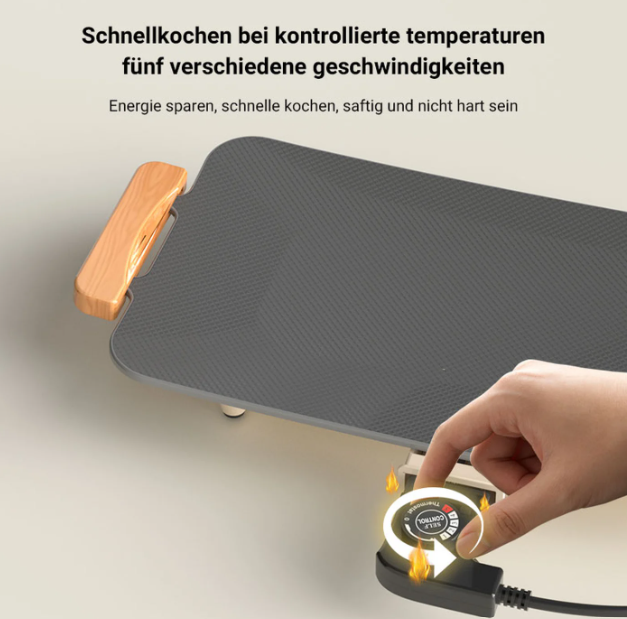 Woox Elektrische Grill Aluminium - 56 x 26 x 7,5 cm - 1360W met Antiaanbaklaag