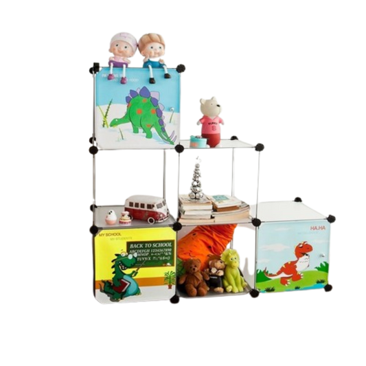 SoBuy Opbergkast voor Kinderen - 6 boxen - Zelf aanpasbaar - 114 x 114 x 38 cm - Kleurrijk