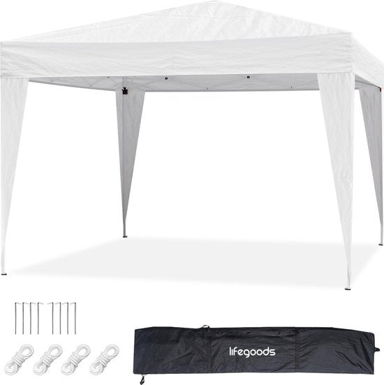 LifeGoods Partytent - Paviljoen - EasyUp - Opvouwbaar - Waterdicht - Met Draagtas - 300 x 300 cm - Blauw