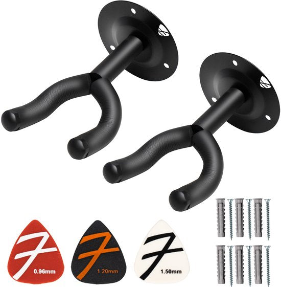 Finesse Gitaar Muurbeugel - 2-Pack - met Plectrums - Wandbeugel - Gitaarstandaard