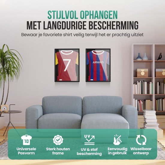 Avalo Wissellijst 80x60 cm Zwart - Diepe Fotolijst Box Frame - Geschikt voor Voetbal Shirt Inlijsten - Openklapbaar