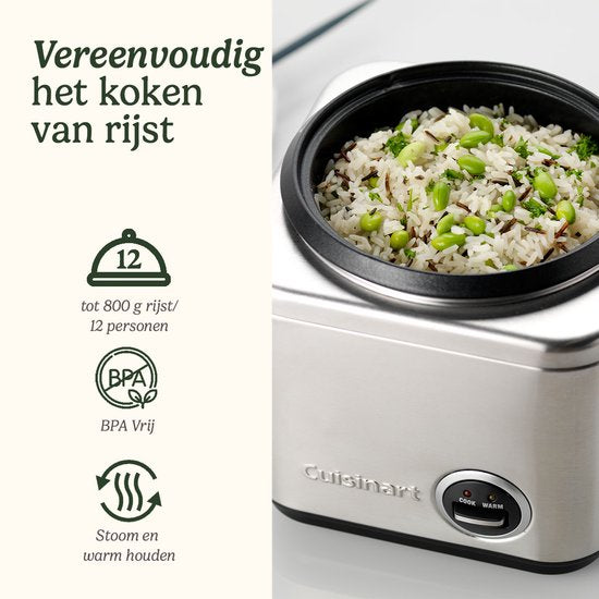 Cuisinart - Rijstkoker met stomer - Stoomkoker voor 6 personen - Multi Cooker BPA Vrij - Zwart