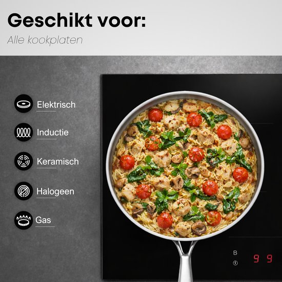 Savoré Kitchen Hapjespan 28cm met Deksel – Inductie Geschikt – RVS Sauteerpan - PFAS Vrij