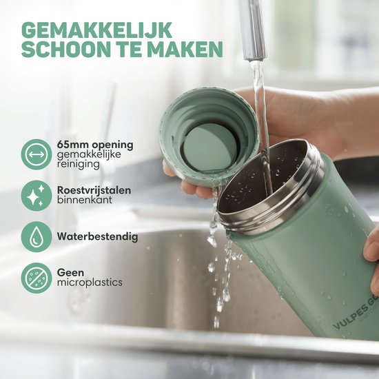 Vulpes Goods® BabyCare – Draagbare Melkkoeler – RVS Fles 750ml + 2x 300ml – Tot 24u Koeling – Lekvrij