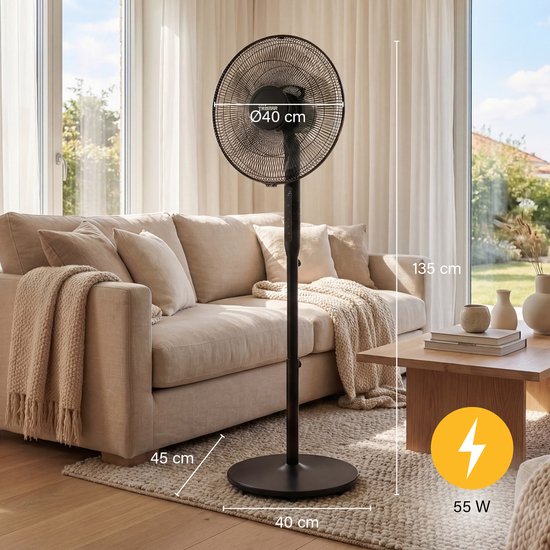 Tristar 3-in-1 Statiefventilator - 40 cm - Met Afstandsbediening - 9 Snelheden - 3 Windmodi Met Slaapstand en Timer - Oscillerend - VE-5796