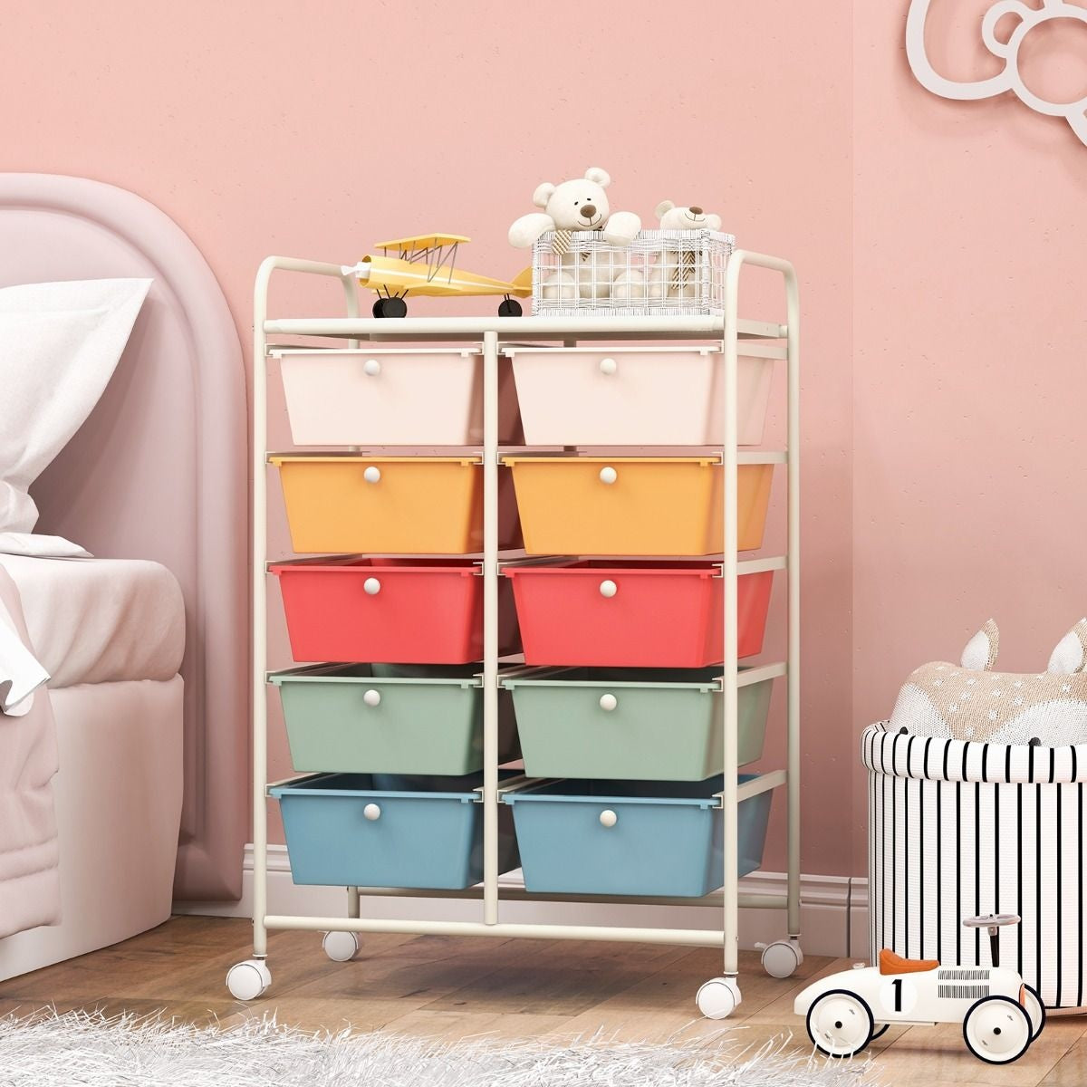 Coast Rolwagen met 10 lades - Kleurrijk - 66 x 37 x 87 cm