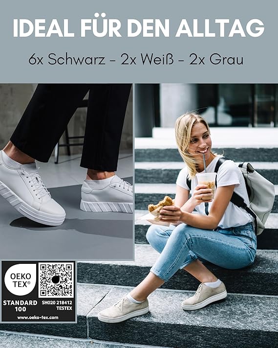 Heldenwerk Sneakersokken voor dames en heren 10 paar - Korte sokken met ademend katoen - Maat 35-38