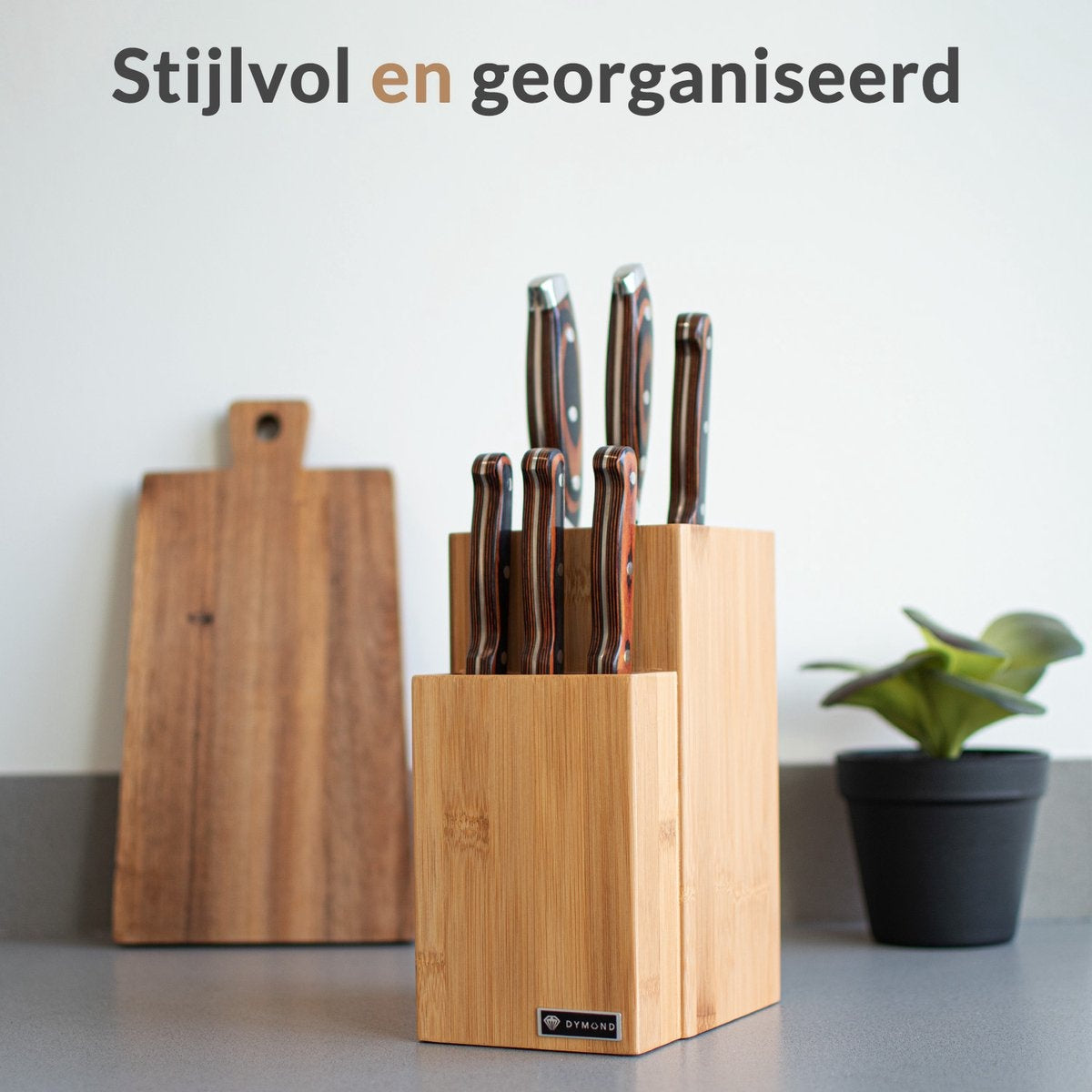 Dymund Messenblok - voor 15+ Messen - Duurzaam FSC Hout - Universeel - Bamboe