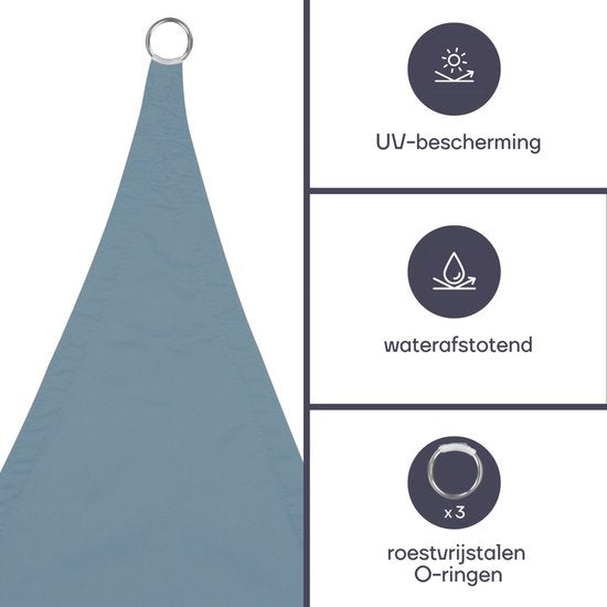 Perel Schaduwdoek, waterafstotend, 5 x 5 x 5 m, 160 g/m², polyester, driehoek, lichtgrijs