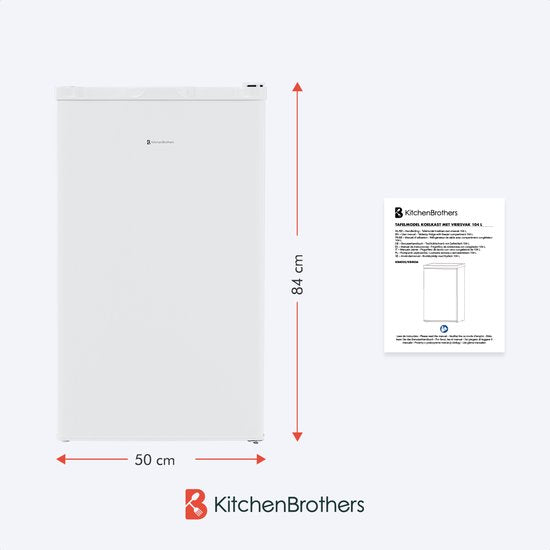 KitchenBrothers Koelkast - 88L Koelvak - 14L Vriesvak - IJskast - Koelvriescombinatie - Frigo - Vrijstaand - Wit