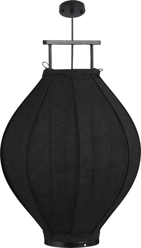 Mica Decorations Pego Hanglamp - H73 x Ø54 cm - Linnen - Zwart