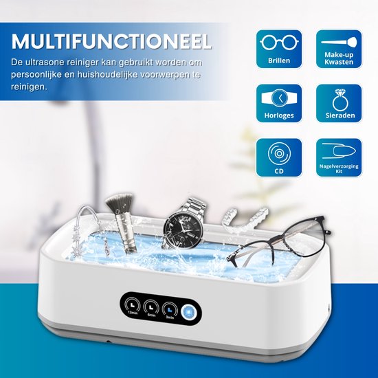 Ultrasoon Reiniger - 650ml - Reinigingsapparaat voor Brillen - Sieradenreiniger - Horloge - Zeri