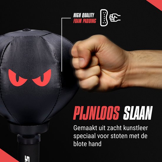 Inventus Boksbal PeakPunch - Met Zuignap - Mini Bokspaal - Anti Stress - Gaming Accessoires - Kerst Cadeau - Boxing Reflex Stressbal - Kinderen en Volwassenen - Zwart