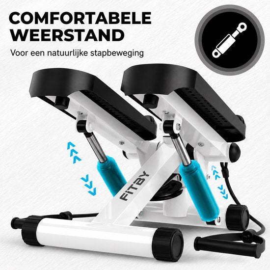 Fitby Stepper - Stepper Fitness - Mini Stepper - Hometrainer - Display - Met Weerstandsbanden - Wit