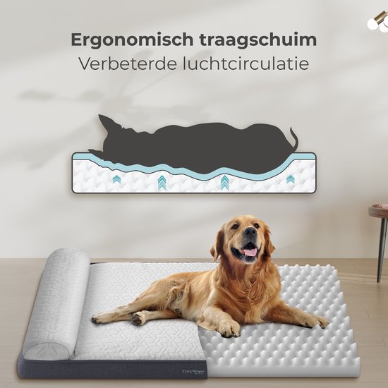 CozySense® Orthopedisch Hondenkussen 100 X 70 cm - Maat XL - Waterdicht - Geschikt Als Benchkussen & Hondenbed - Wasbare Hoes - Wit