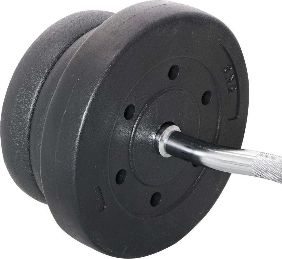 Yaheetech EZ-curl Halterset 25 kg – Voorzien Van Verchroomde Curlstang En 6 Beton-gewichtsschijven En Stersluitingen – Voor Krachttraining En Spieropbouw – Zwart Metaal Kunststof En Beton – 120 x 26 x 26 cm