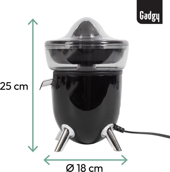 Gadgy Citruspers Elektrisch - Sinaasappelpers en Citroenpers met Schenktuit - Juicer met 2 perskegels - Antidrupsysteem - Antislip - 100W - Zwart - Vaatwasserbestendig
