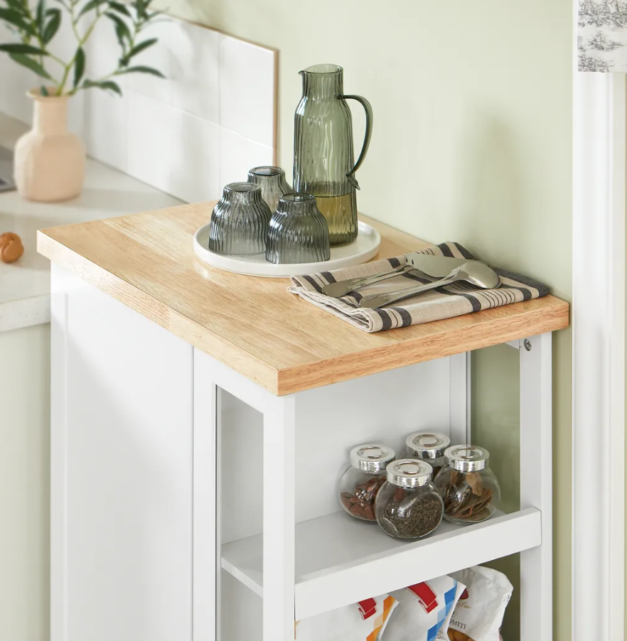 SoBuy - Keukentrolley - 1 Deur & 3 Planken - 60 x 90 x 40 cm - Wit