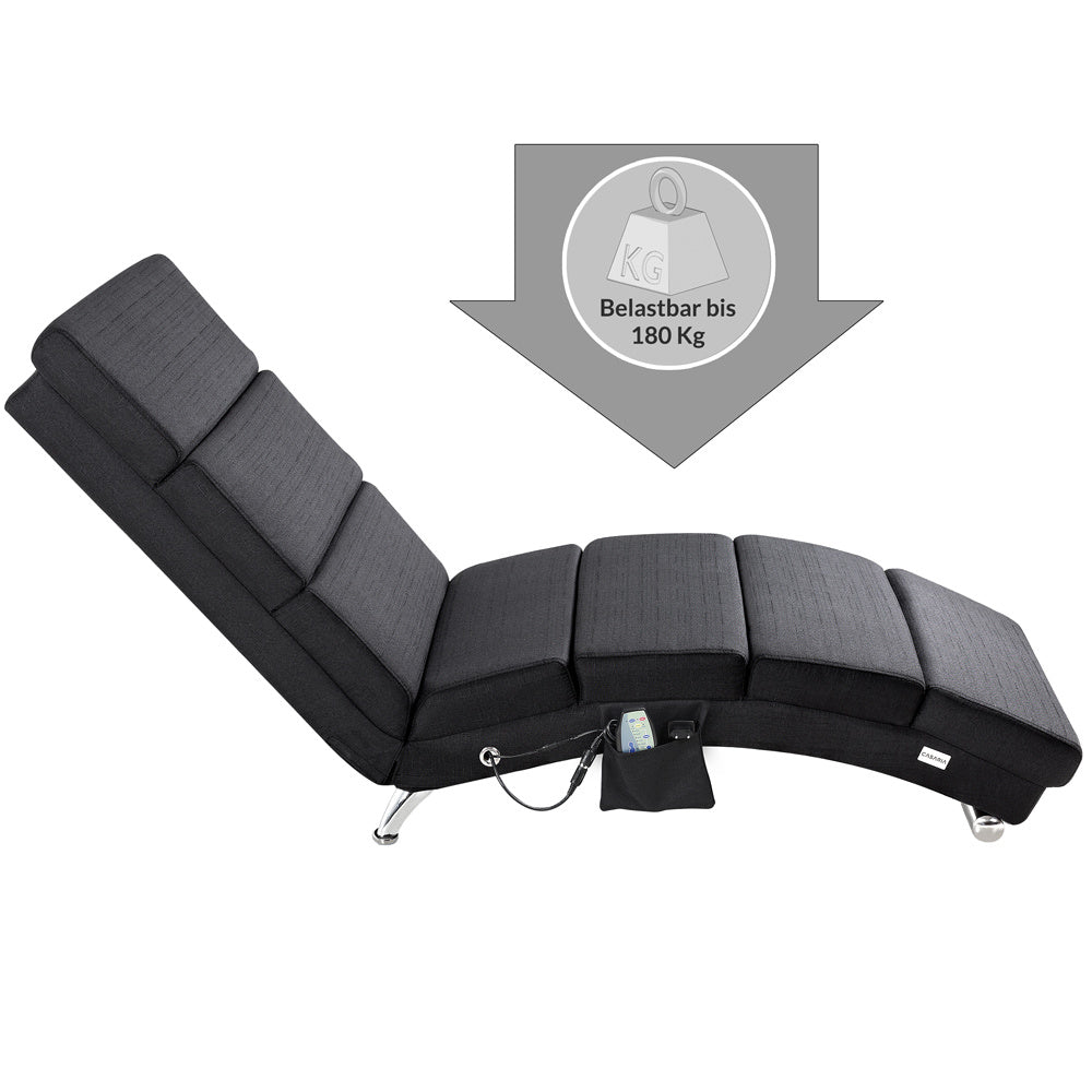 Casaria Relaxfauteuil - Massage en Verwarmingsfunctie Stof - Antraciet
