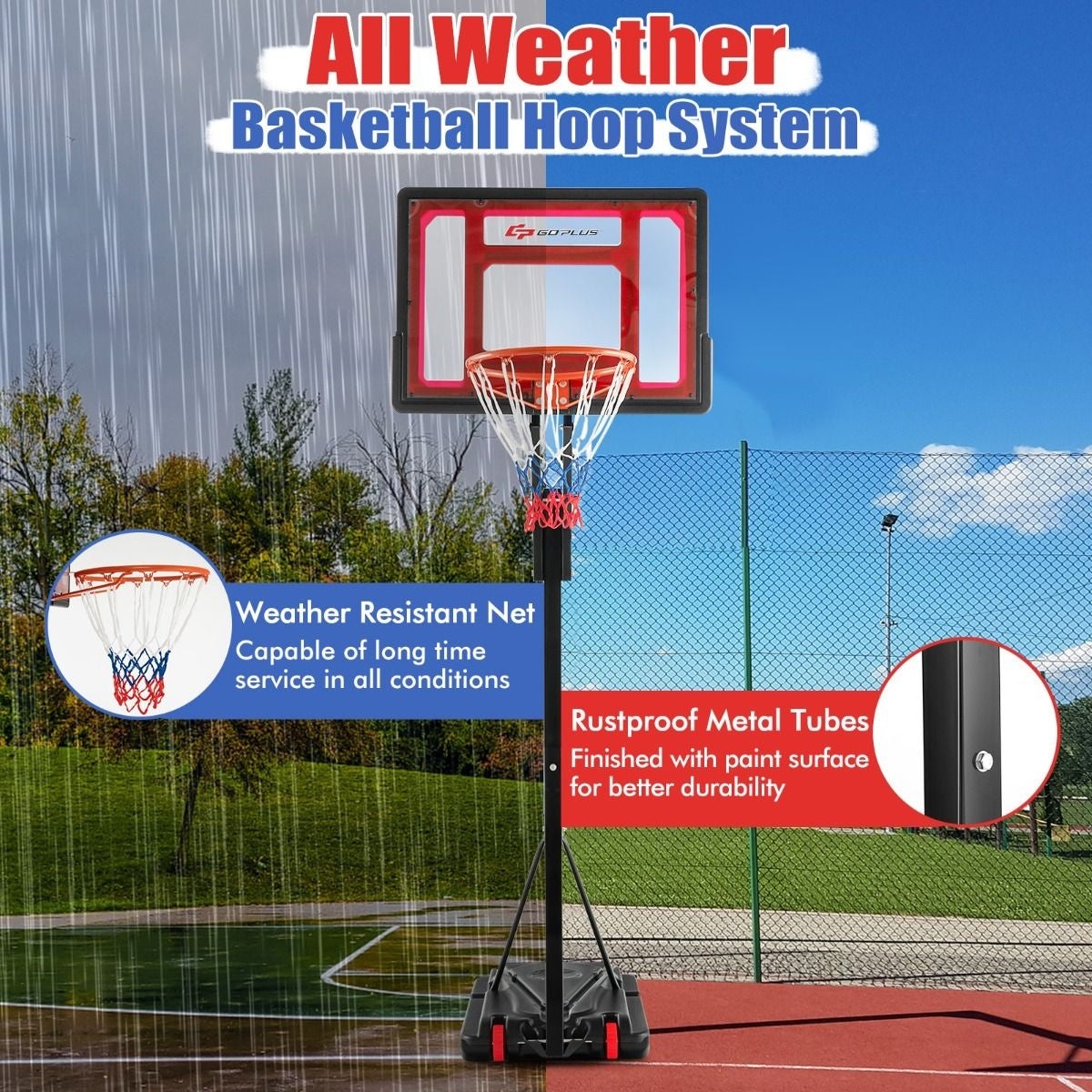 Coast Basketbalring Met Standaard - In Hoogte Verstelbaar - 228-265 cm