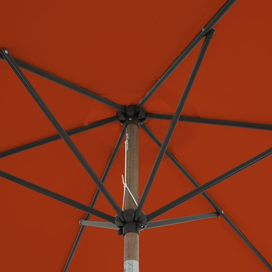 AXI Noor Stokparasol Ø 300cm Eikenlook/terracotta – Gepoedercoat frame - Kantelbaar