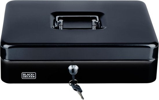 BLACK+DECKER Geldkistje - Geldkist incl. 2 Sleutels - 30,5 x 8,5 x 24 CM - Metaal - Zwart