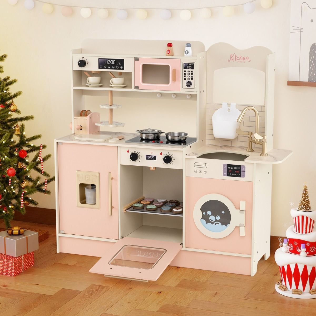 Coast Houten Speelkeuken voor Kinderen - met 25 accessoires - licht en geluid - roze