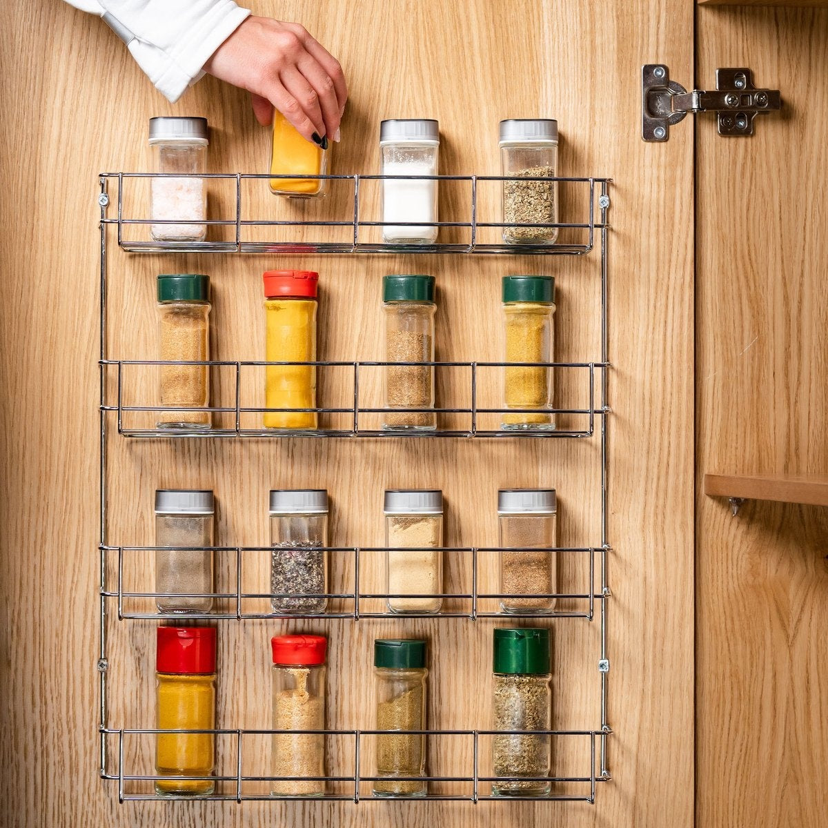 Kruidenrek Ophangbaar - voor 32 Kruidenpotjes - 4 etages Kruidenorganizer - 405x60x500mm - Metaal Chroom