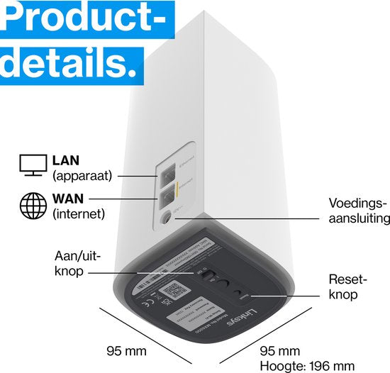 Linksys MX6203 Velop Pro - Mesh WiFi - WiFi Versterker - WiFi 6E - 5400 Mbps - 3-Pack - Wit