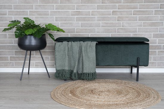 Watford bank met opbergruimte groen velours, zwart.