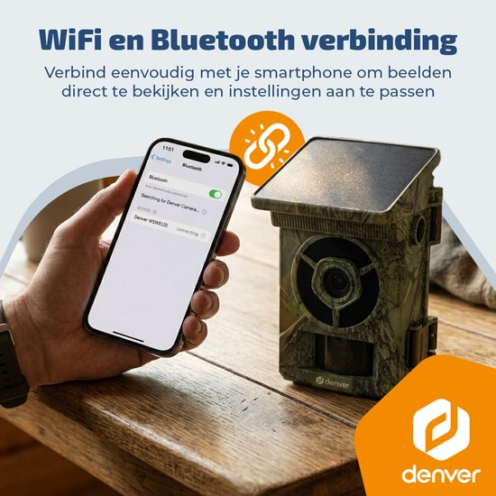 Denver Wildcamera met Nachtzicht en WiFi - 4K Ultra HD - 48mp - WiFi - App voor smartphone - LCD scherm - Zonnepaneel oplaadbaar - WSW8120 - Model 2026